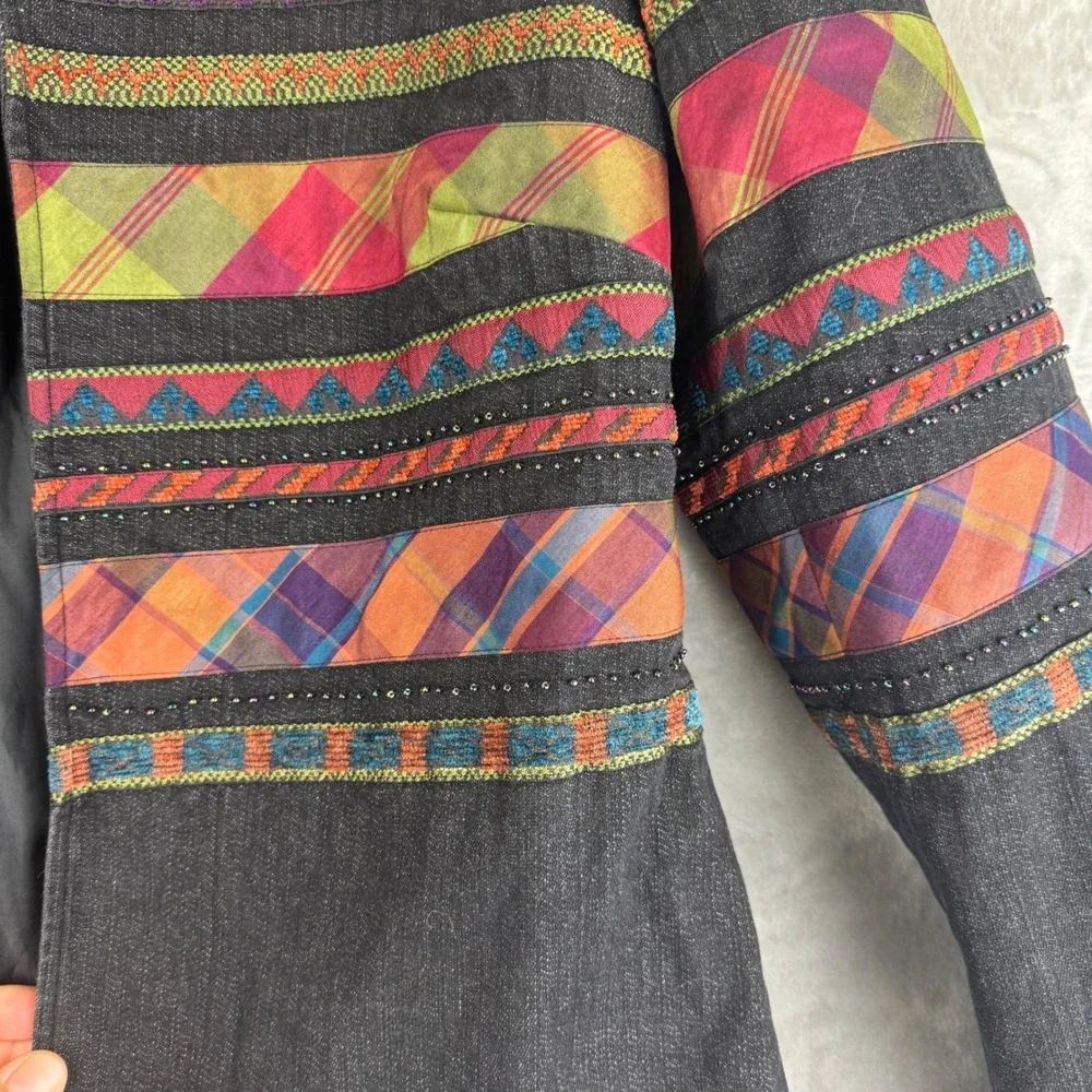 Coldwater Creek Beaded Boho Jacket Women's‎ 12 Black Open Blazer 90s Funky(1348) - Picture 4 of 13